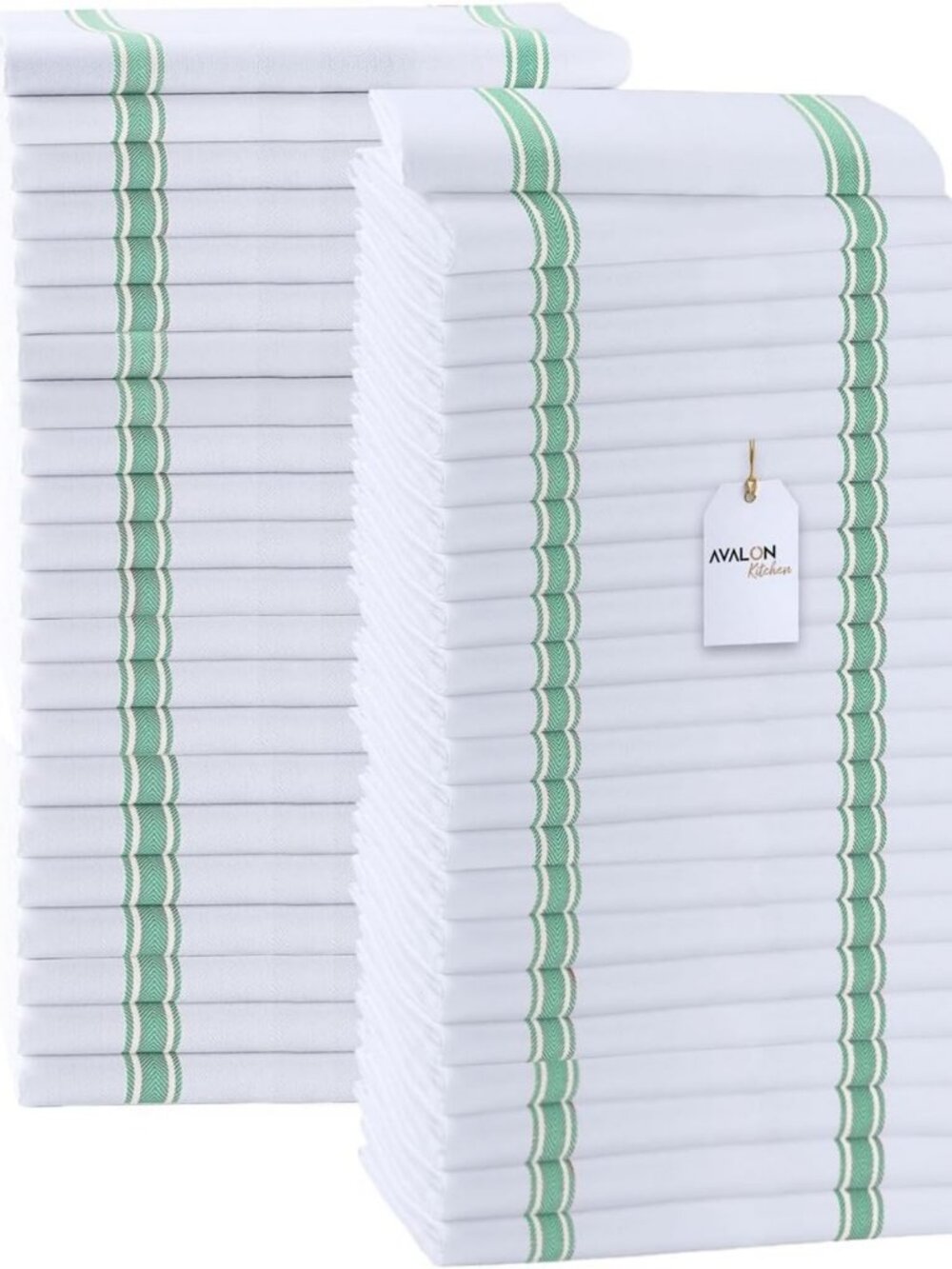 30 Pack Cotton Kitchen Towels - Green, 15x25, Absorbent & Durable Dish Towels